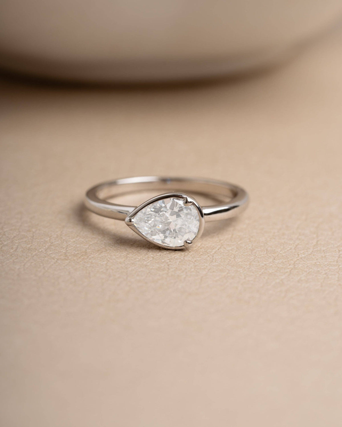 Sideways Bezel Pear Ring
