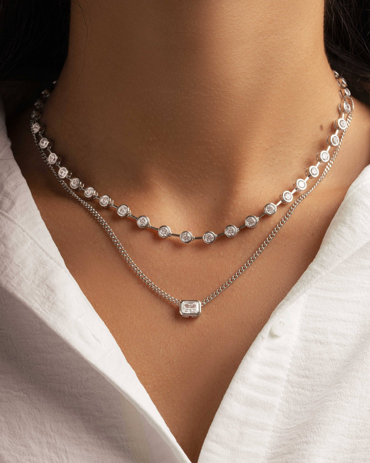 Icon Bezel Tennis Necklace