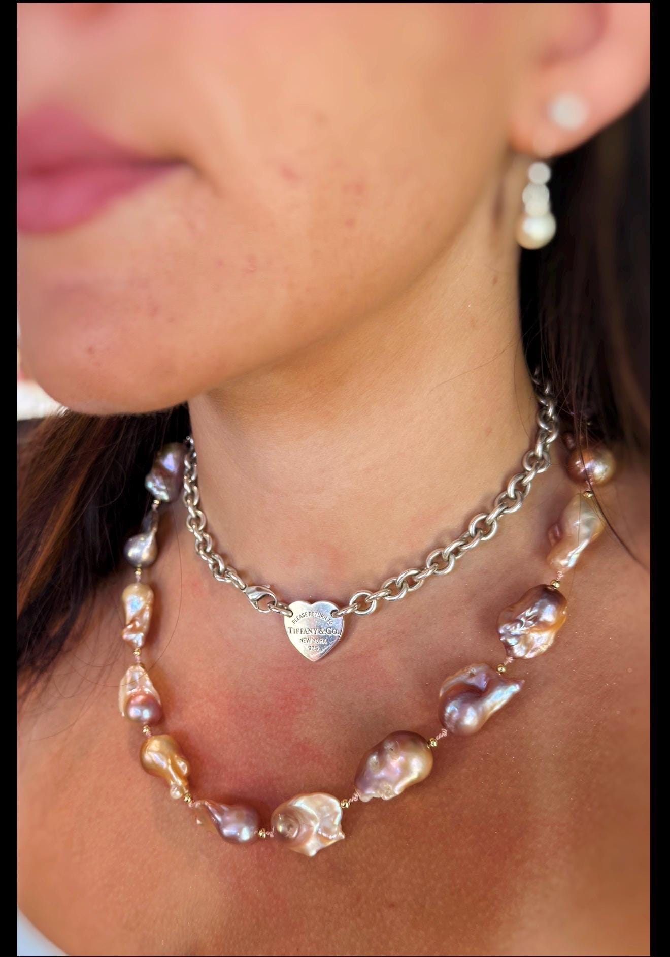 Genuine Freshwater Baroque Pearl and 18k Gold Filled Bead Necklace