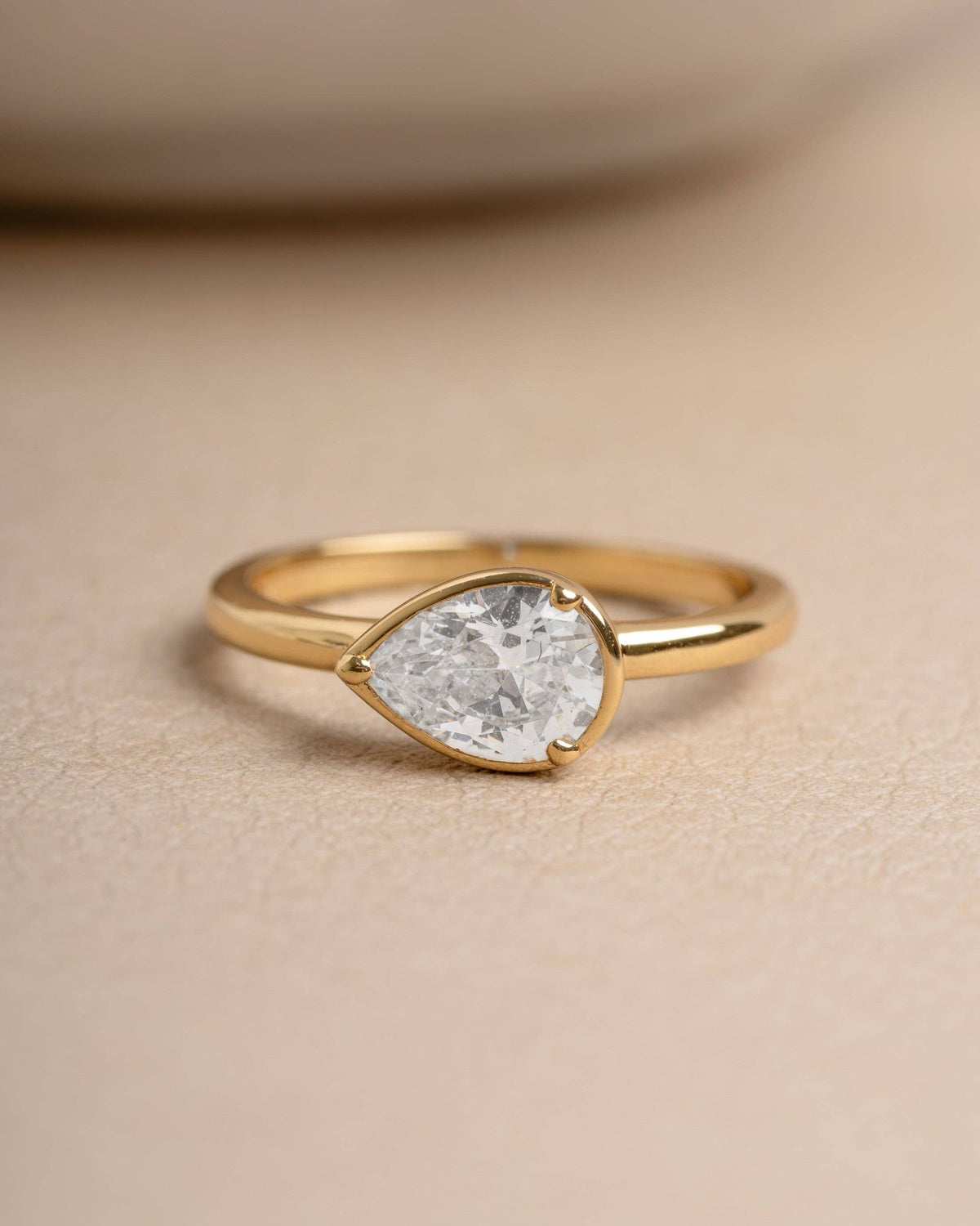 Sideways Bezel Pear Ring