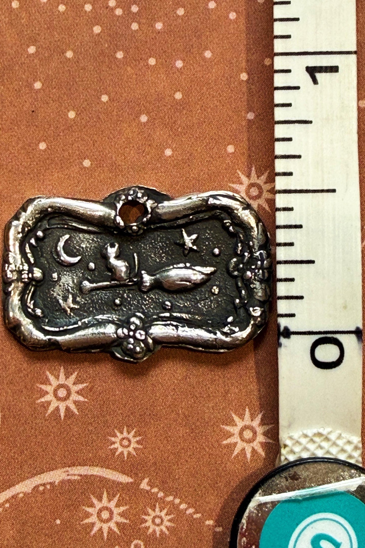Witch’s Familiar Wax Seal Good Luck Charm Pendant in .999 Fine silver