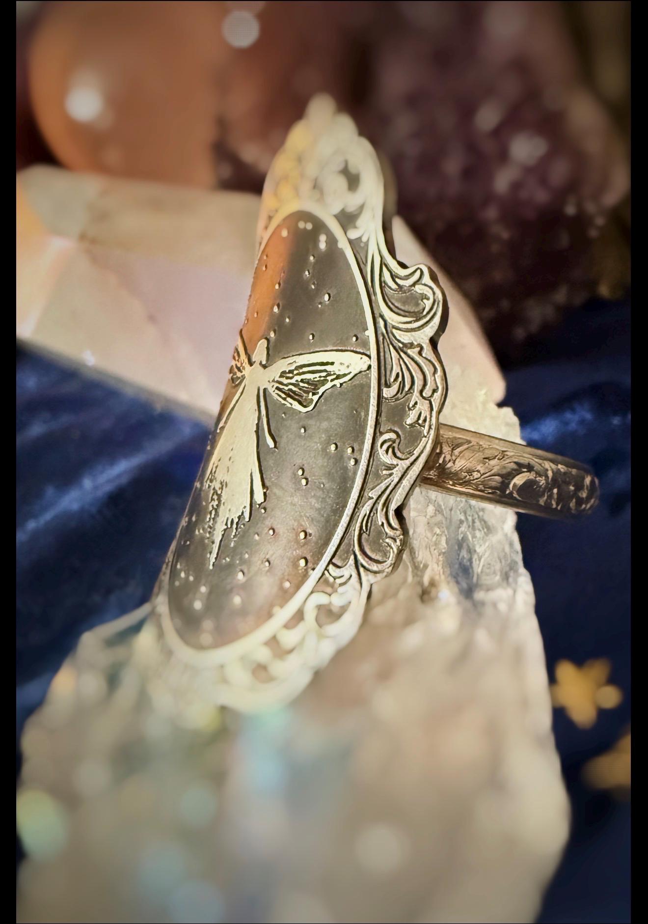 Portrait of a Midnight Fairy Handmade Sterling Silver Ring or Necklace, made to order