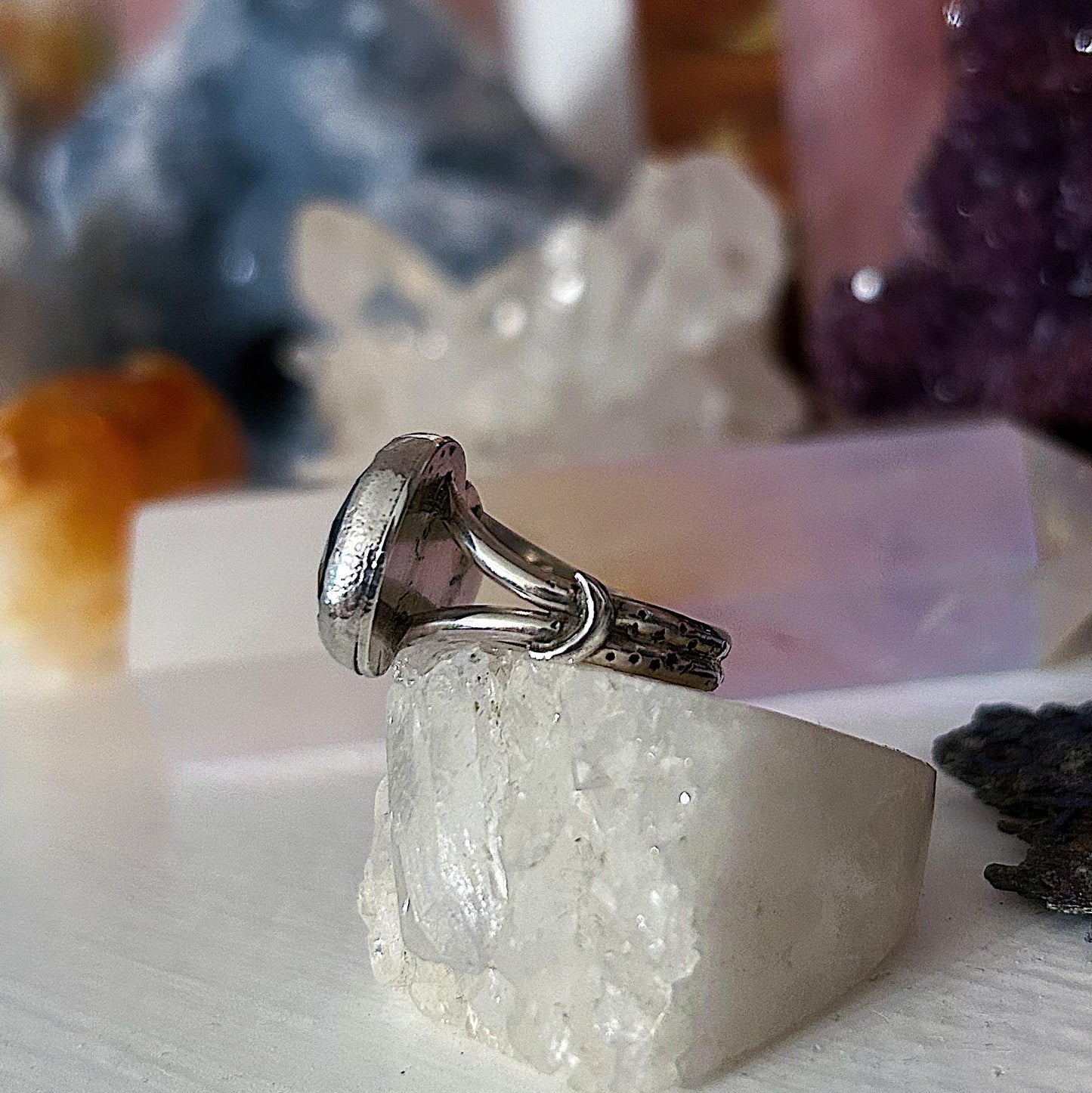 Handmade sterling silver apatite and teal kyanite ring size 9