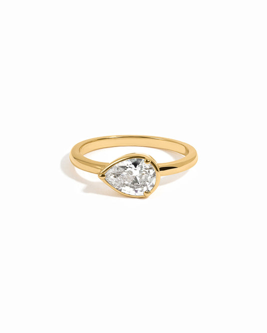 Sideways Bezel Pear Ring