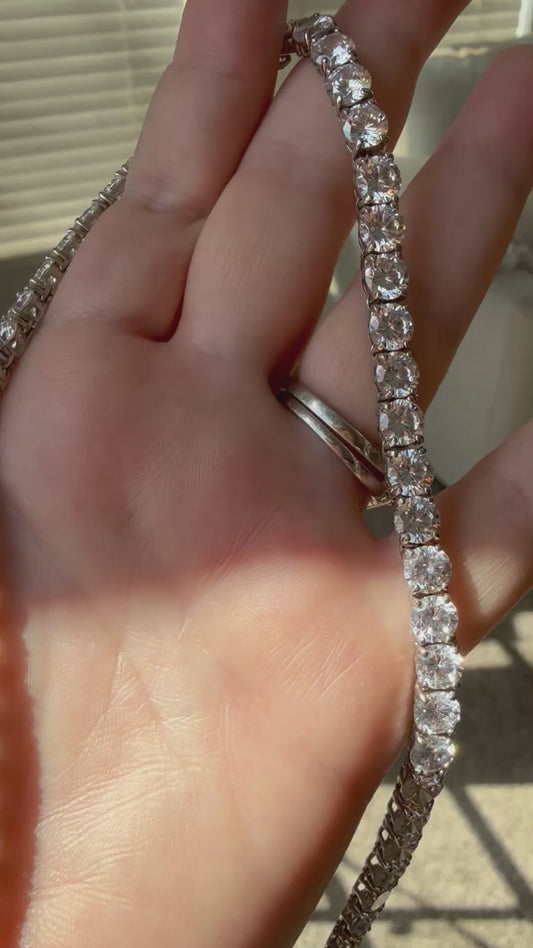 Vintage .925 Sterling 16.5” CZ tennis necklace