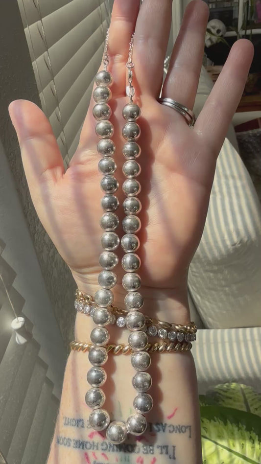 Vintage Milor Sterling Silver Ball Bead Chain Necklace