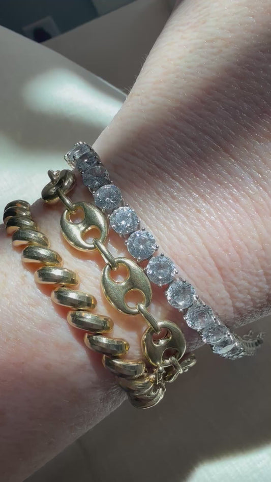 Vintage Sterling Silver Round CZ tennis bracelet 7.25”