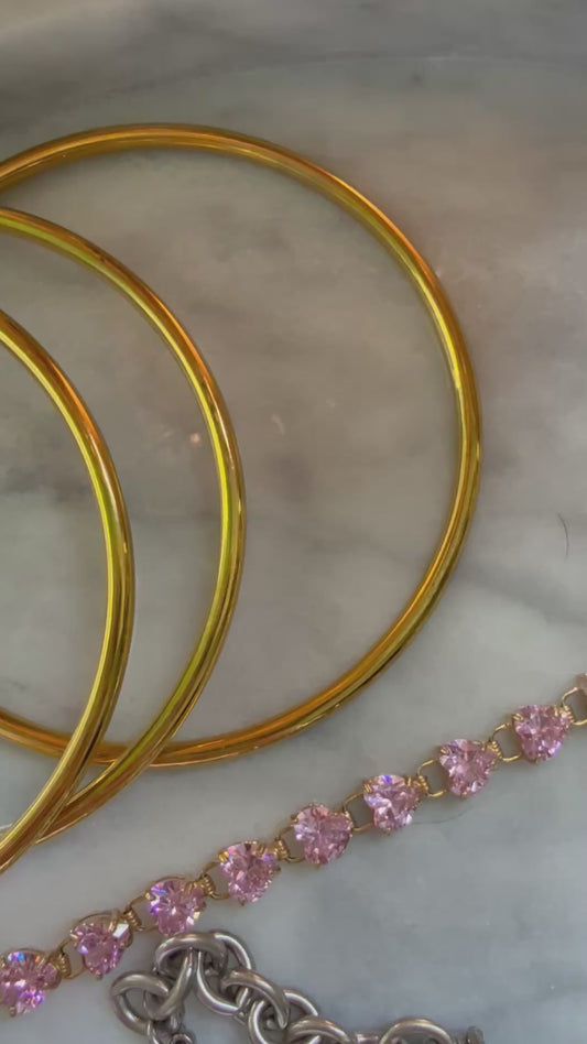 Vintage Kainier 14k Rolled Gold Plate 3 piece bangle set 8.5”